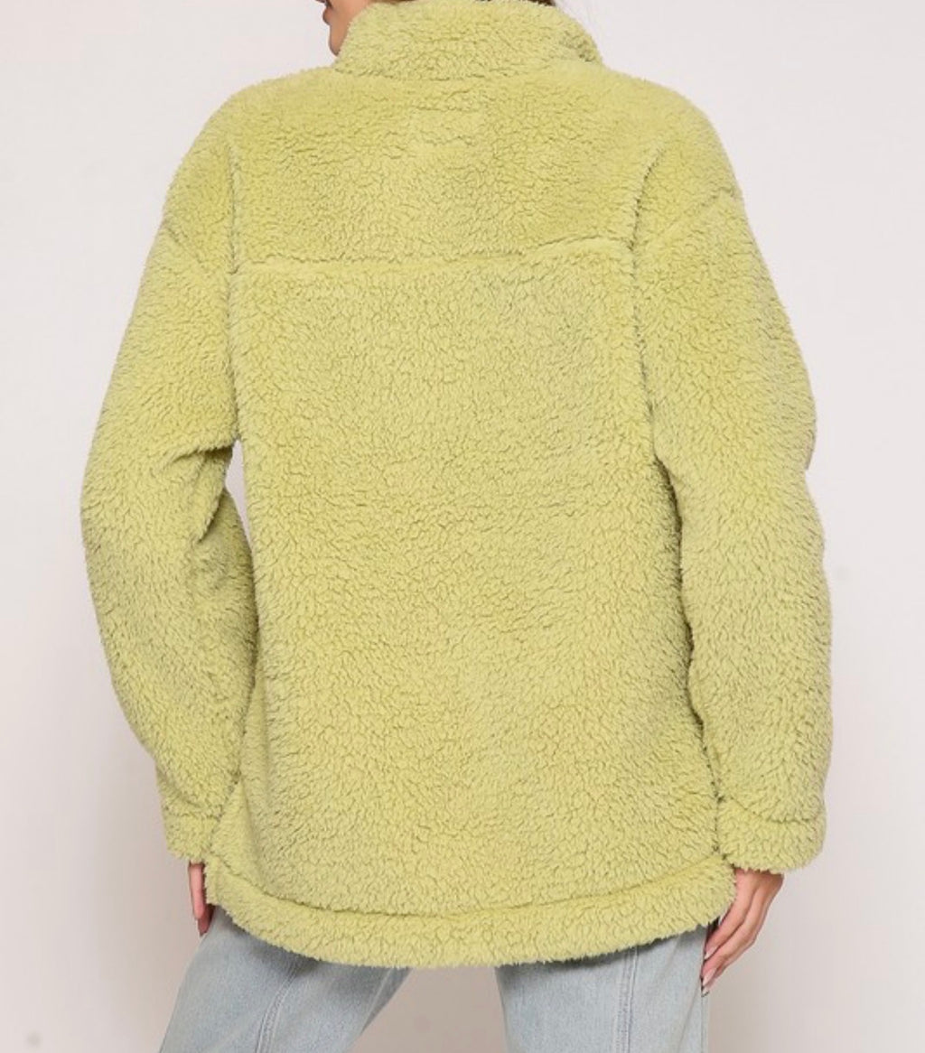 Cozy Sherpa Jacket - Sage