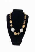 Faceted Clear Stone & Acrylic Bead Chain Necklace – Ivory