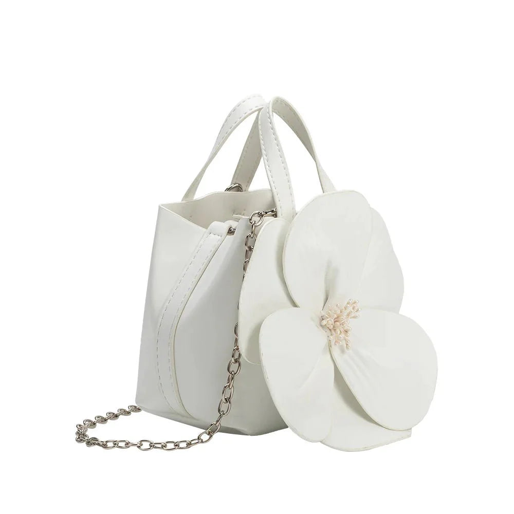 Flower Vegan Top Handle Bag Ivory