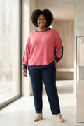 Pink & Navy Colorblock Sweater