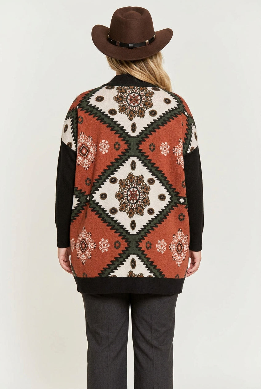 Rust & Cream Medallion Print Sweater