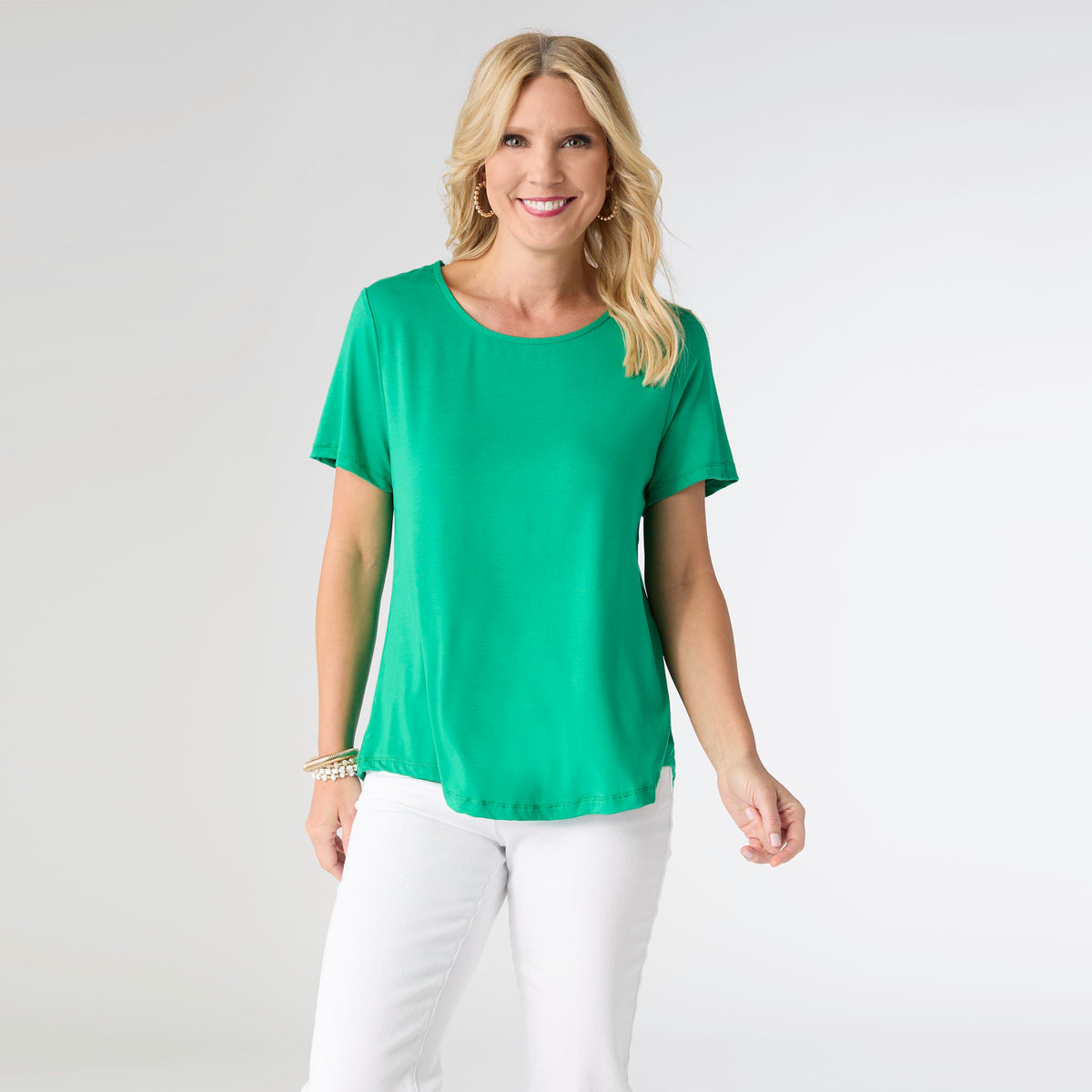 Coco Pleat Back Tee in Bright Green