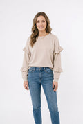 Cream Tiered Ruffle Long Sleeve Top
