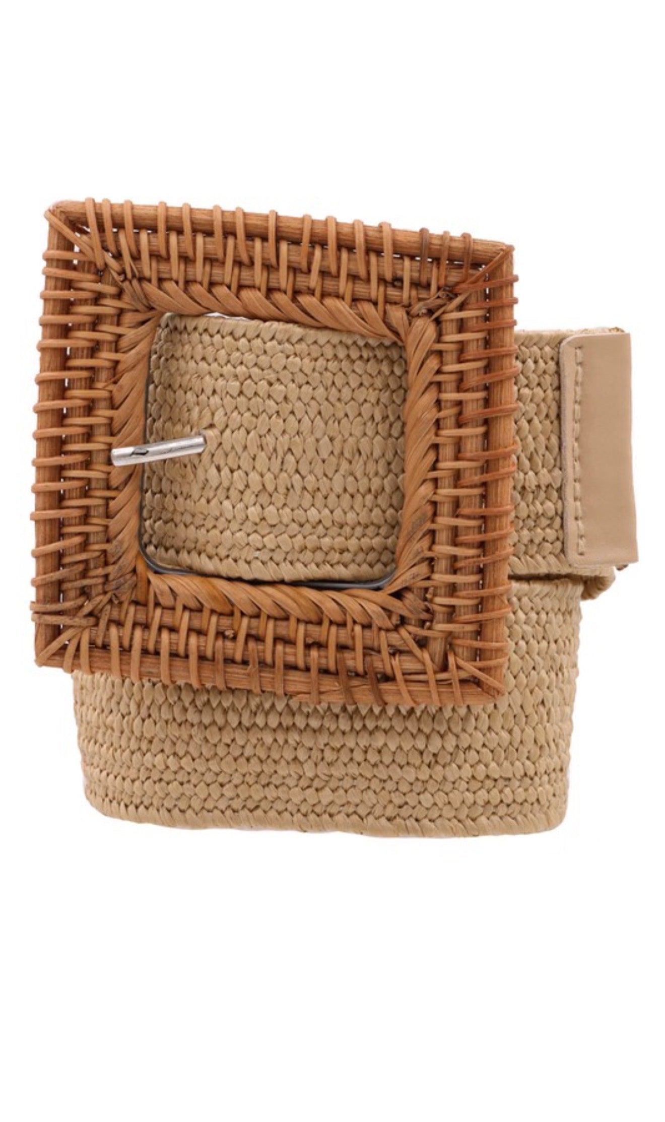 Woven Straw Stretch Belt – Tan