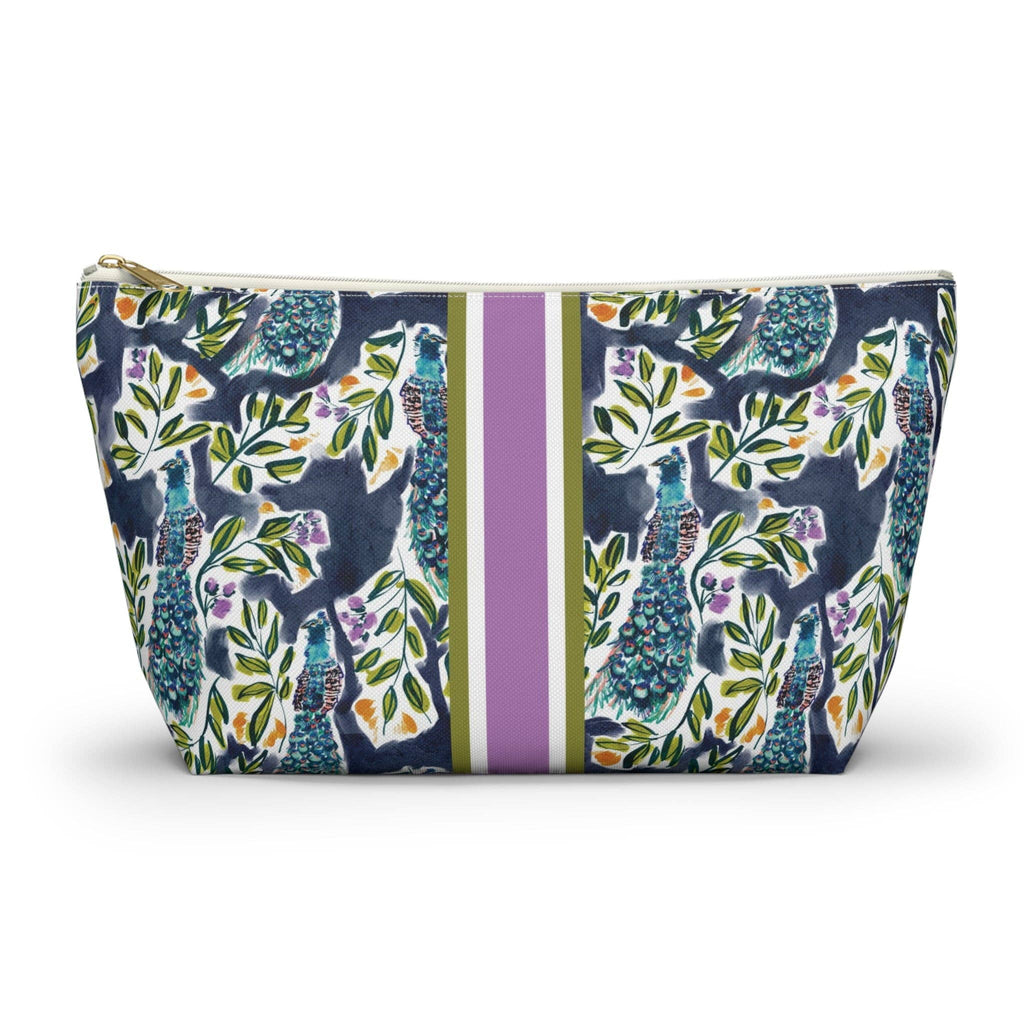 Britt Mills Peacock Garden Mahjong Tile Pouch: White zipper / Large