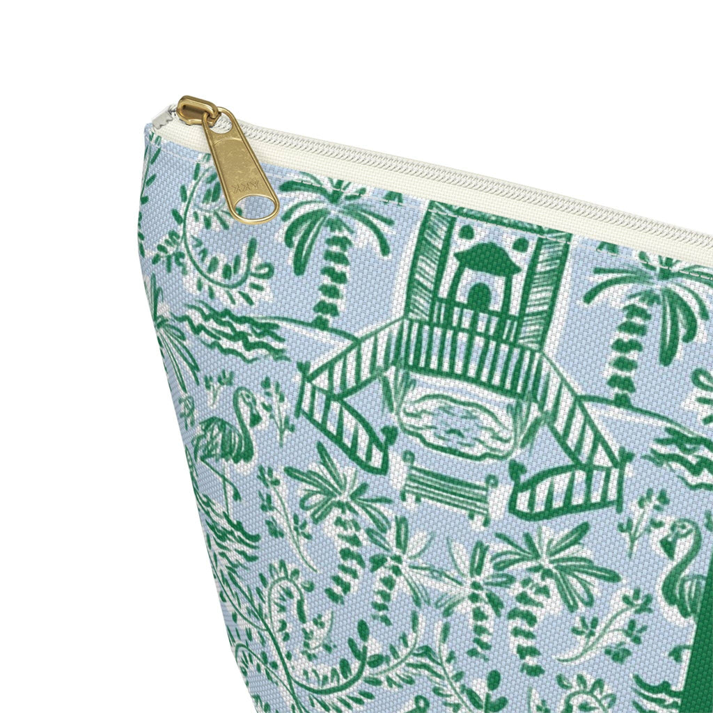 Britt Mills Chinoiserie Palms Mahjong Tile Pouch: White zipper / Large