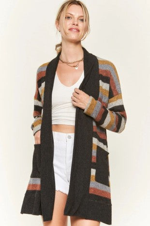 Autumn Stripe Longline Cardigan