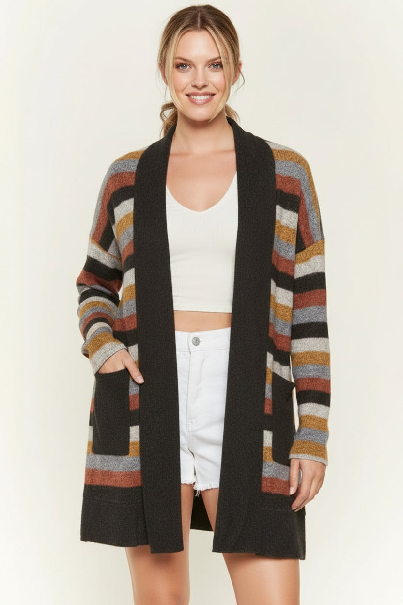 Autumn Stripe Longline Cardigan