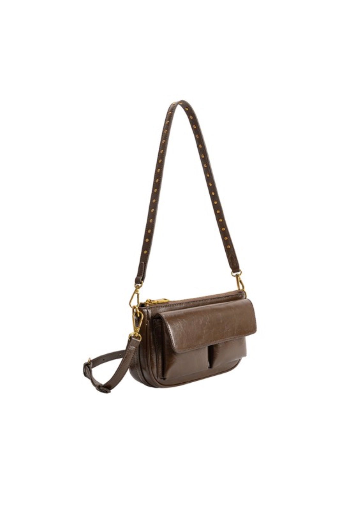 Melie Bianco Espresso Vegan Leather Shoulder Bag