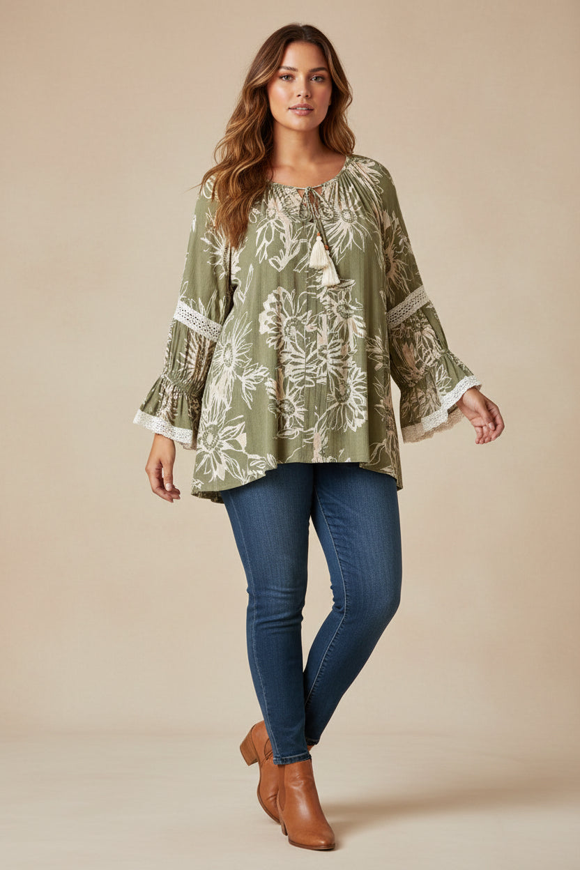 Floral Printed Top – Green