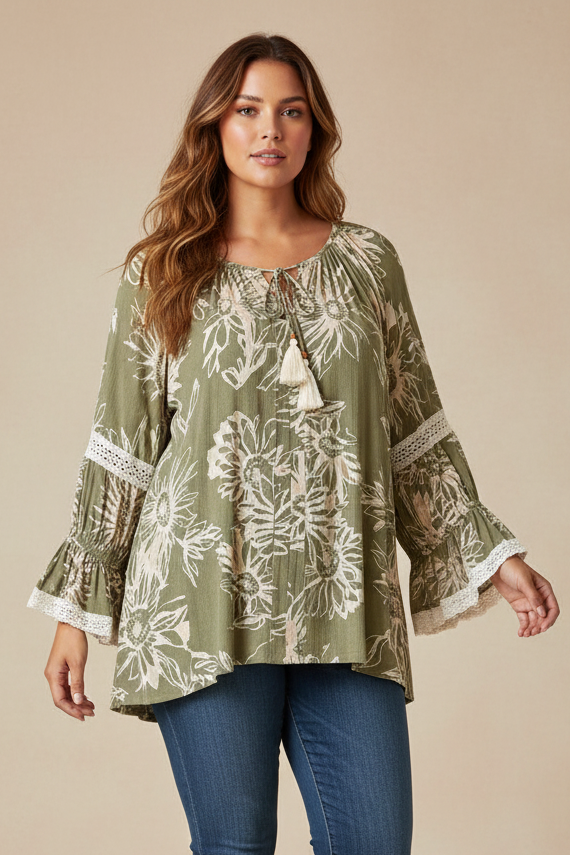 Floral Printed Top – Green