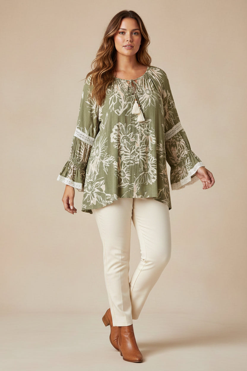 Floral Printed Top – Green