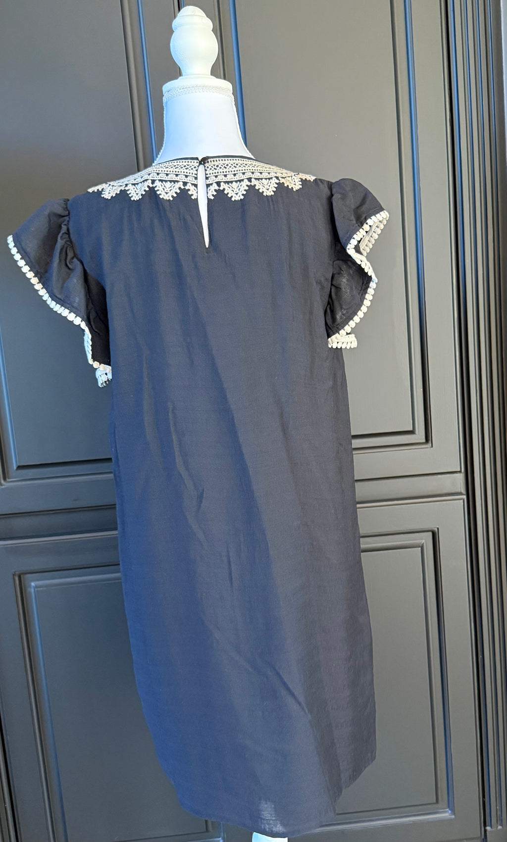 Black Embroidered Midi Dress