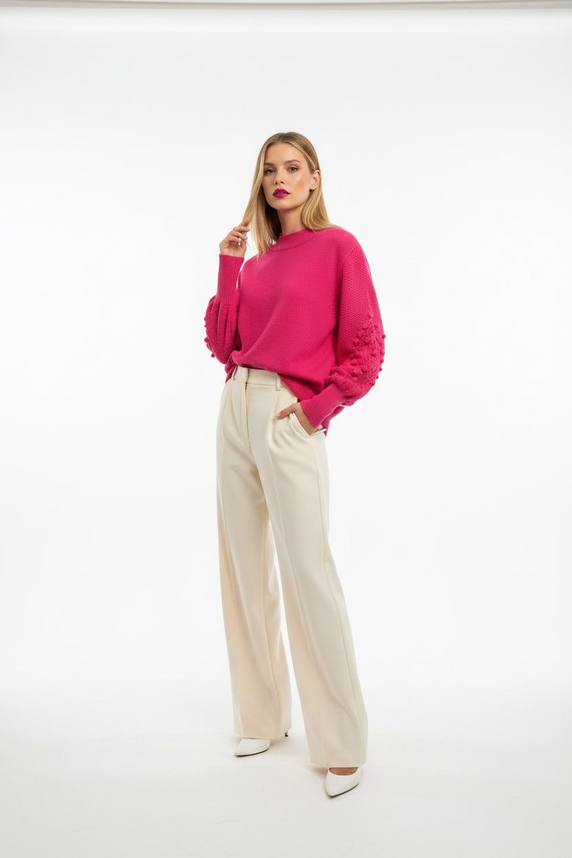 Textured Sleeve Sweater