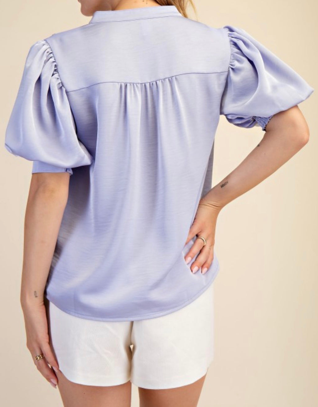 Soft Lavender Puff Sleeve Blouse