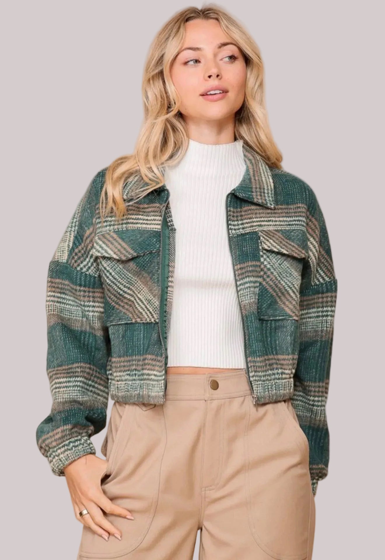 Hunter Plaid Cropped Jacket