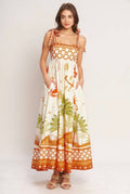 Orange Coastal Print Maxi Dress
