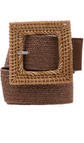 Woven Straw Stretch Belt – Mocha