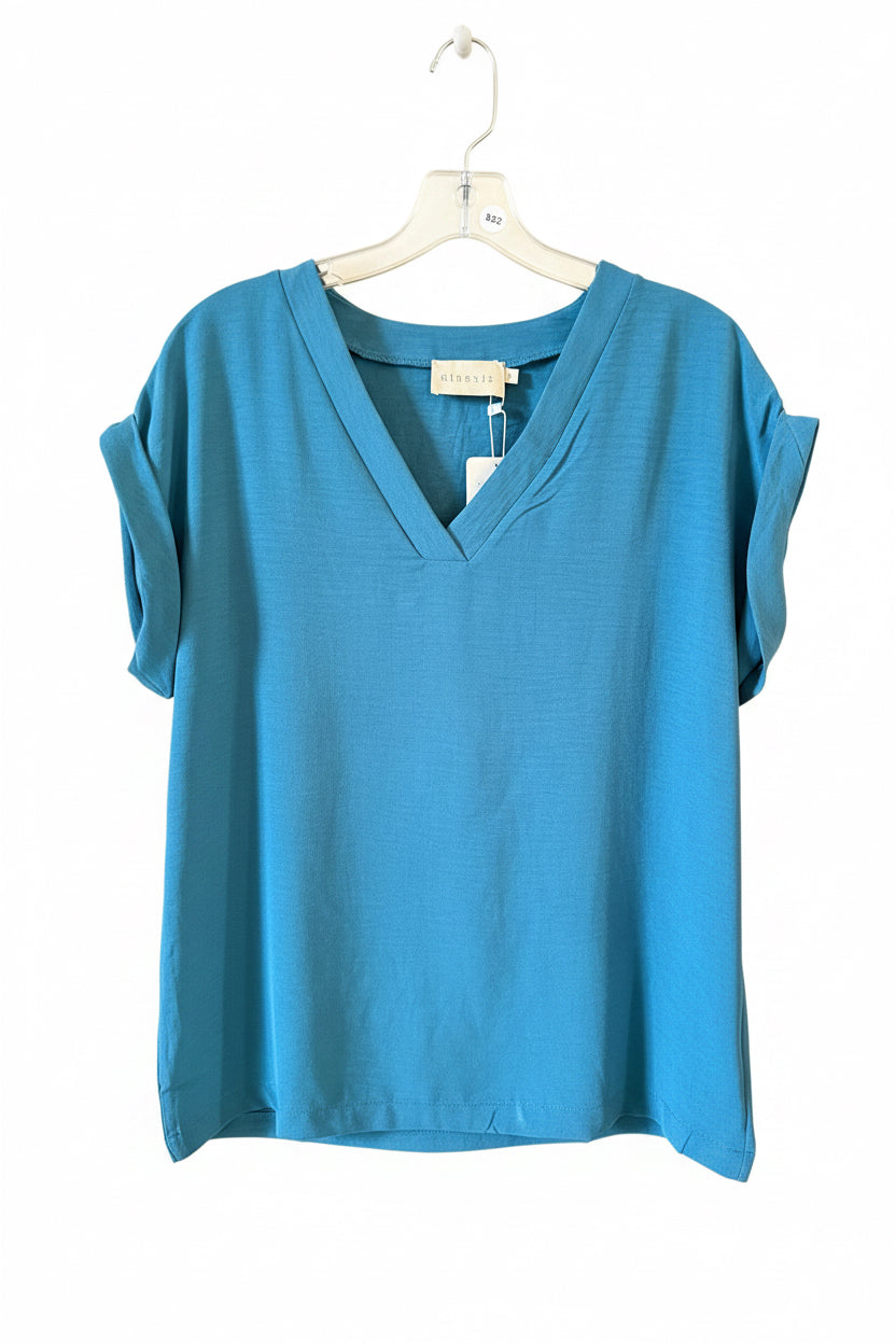 Teal V-Neck Blouse