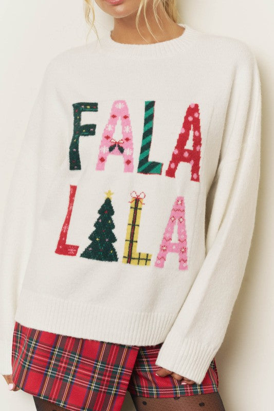 Fa La La Christmas Cream Sweater