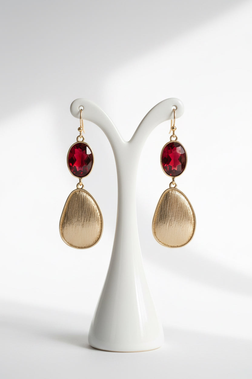 Red & Gold Teardrop Earrings
