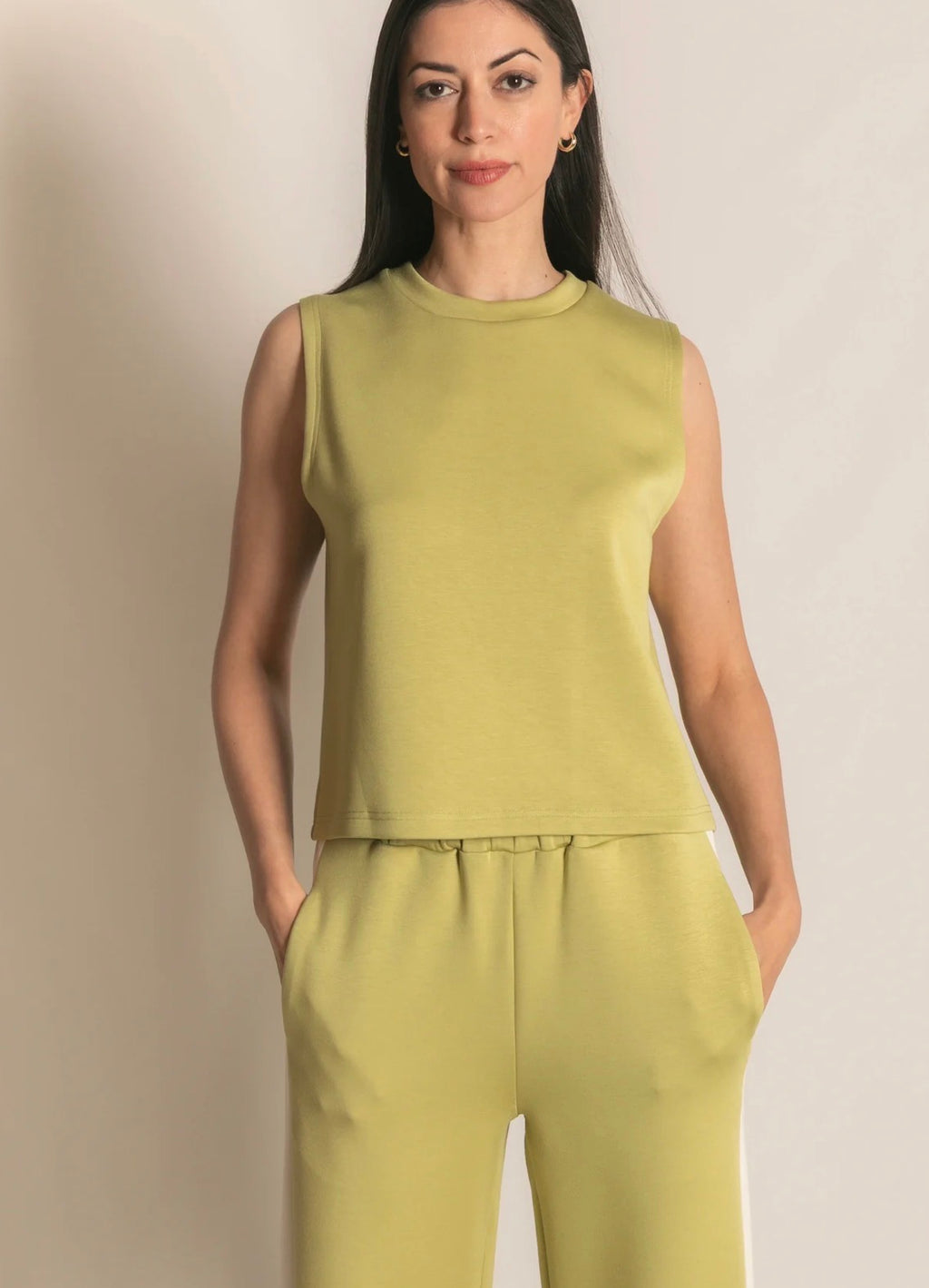 Butter Round Neck Sleeveless Top – Lemon Grass