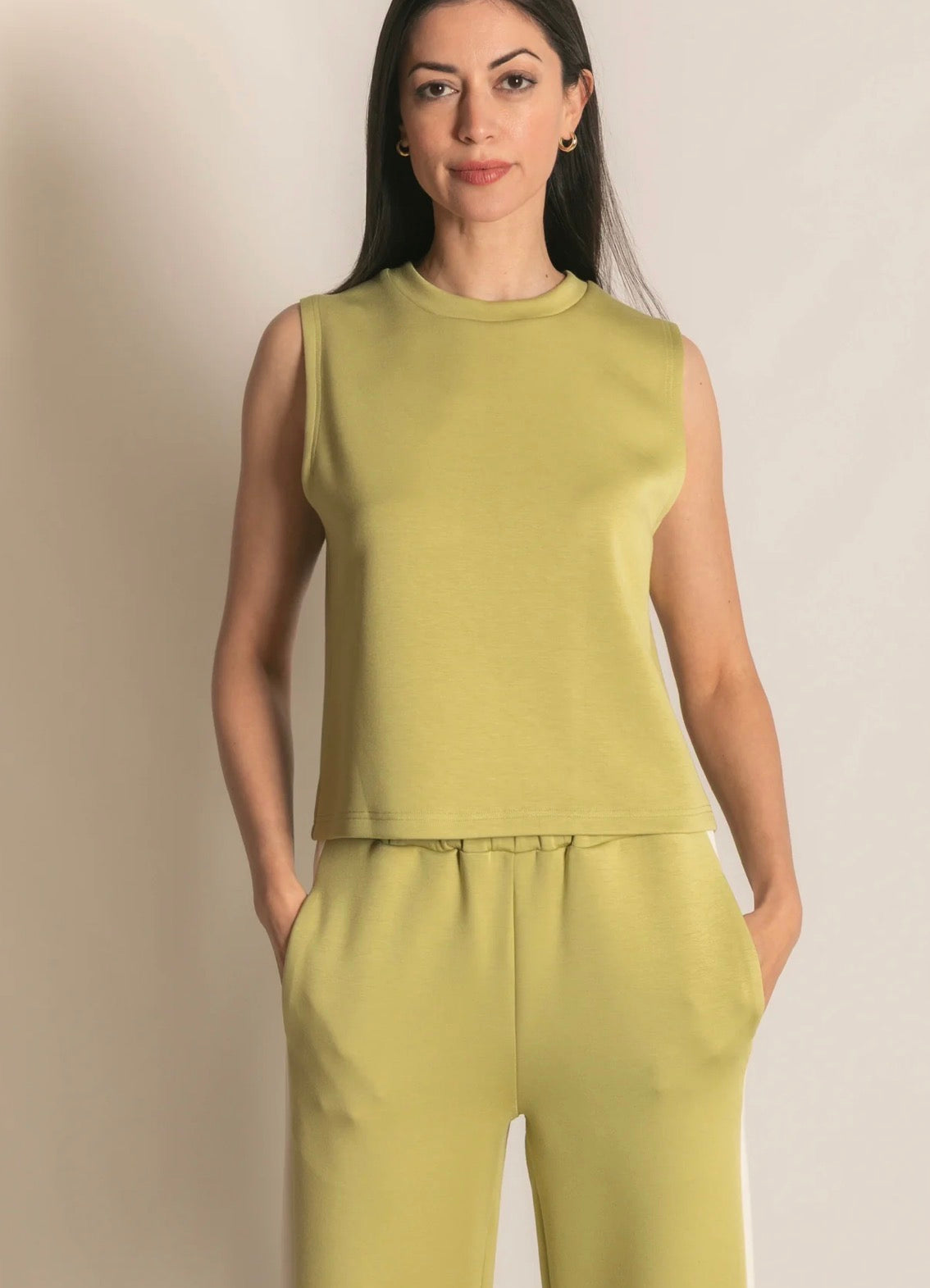 Butter Round Neck Sleeveless Top – Lemon Grass
