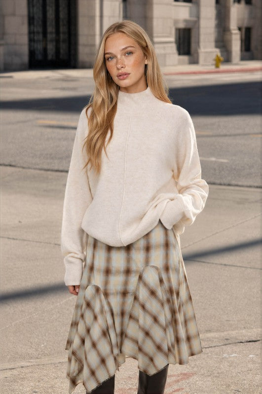 Cream Mock Neck Pullover Sweater