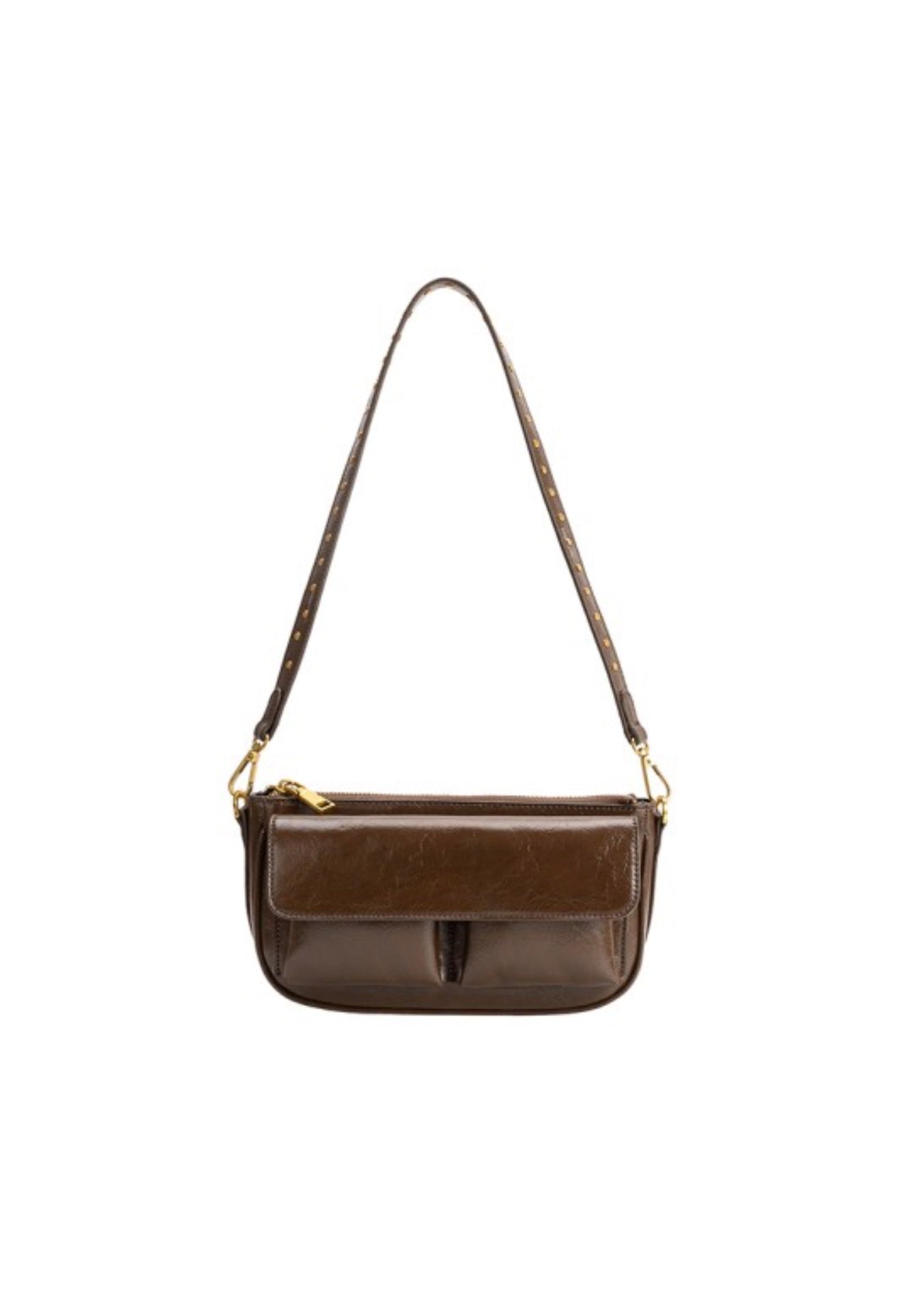 Melie Bianco Espresso Vegan Leather Shoulder Bag