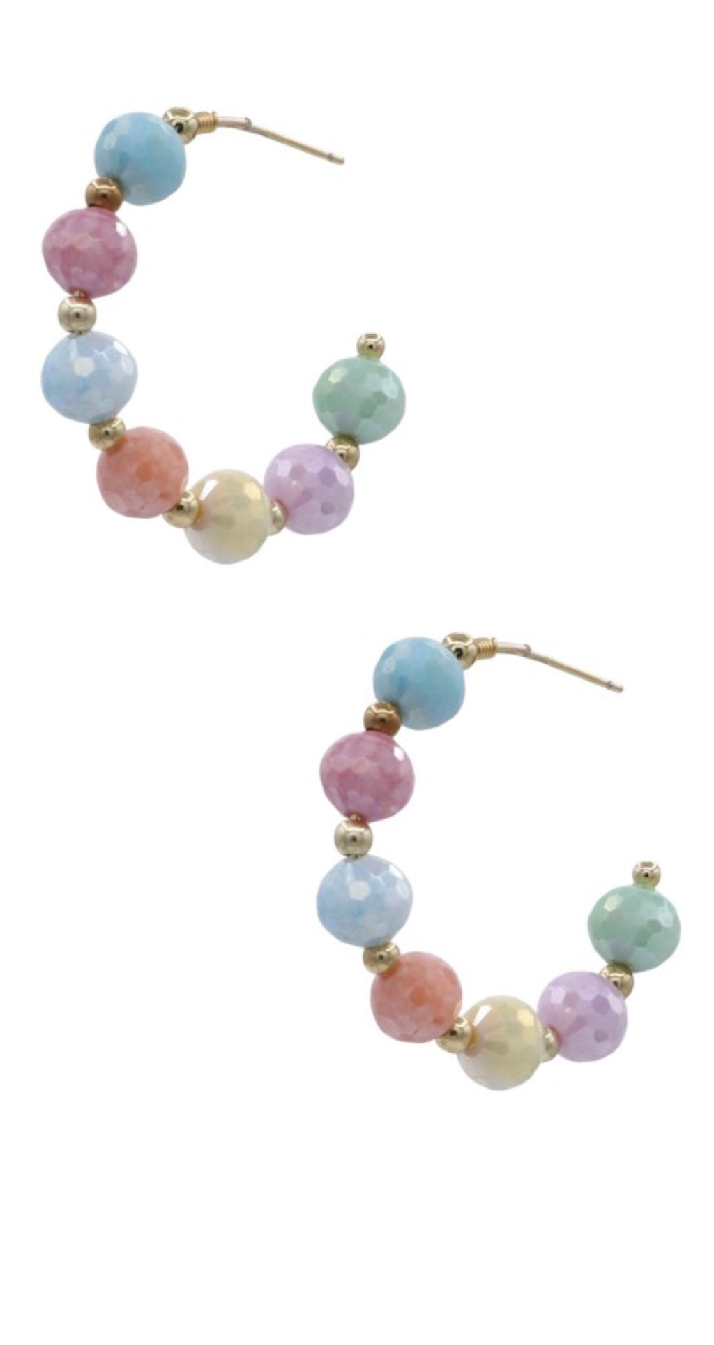 Colorful Pastel Bead Statement Hoop Earrings