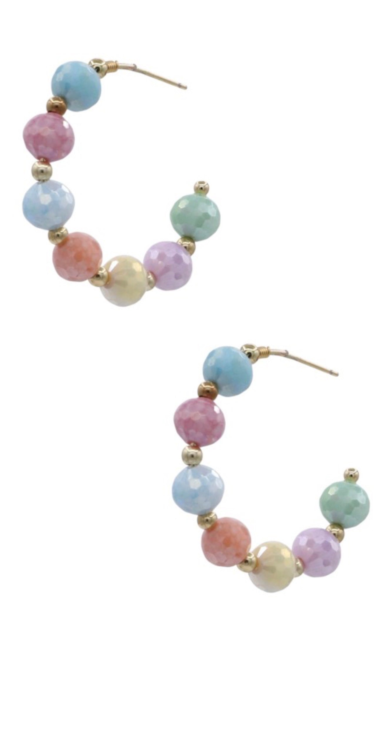 Colorful Pastel Bead Statement Hoop Earrings