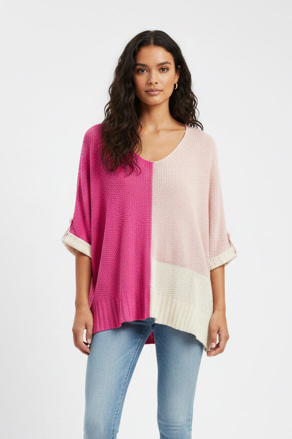 Color Block Hot Pink Top