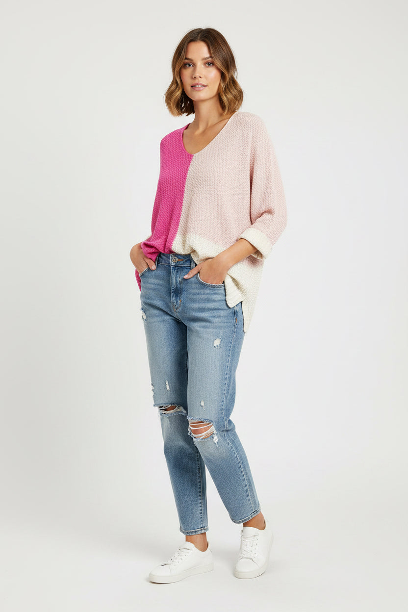 Color Block Hot Pink Top