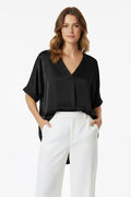 Black V-Neck Blouse