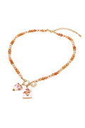 Orange Mahjong Tile Necklace