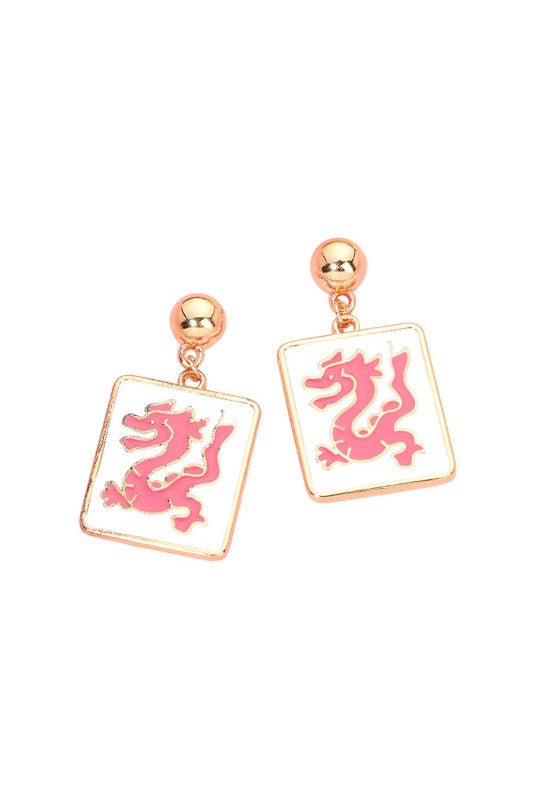 Dragon Mahjong Tile Earrings