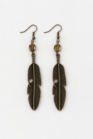 Bronze Feather Earrings