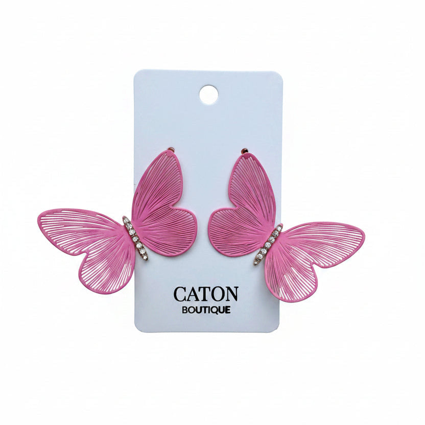 Pink Butterfly Dangle Earrings