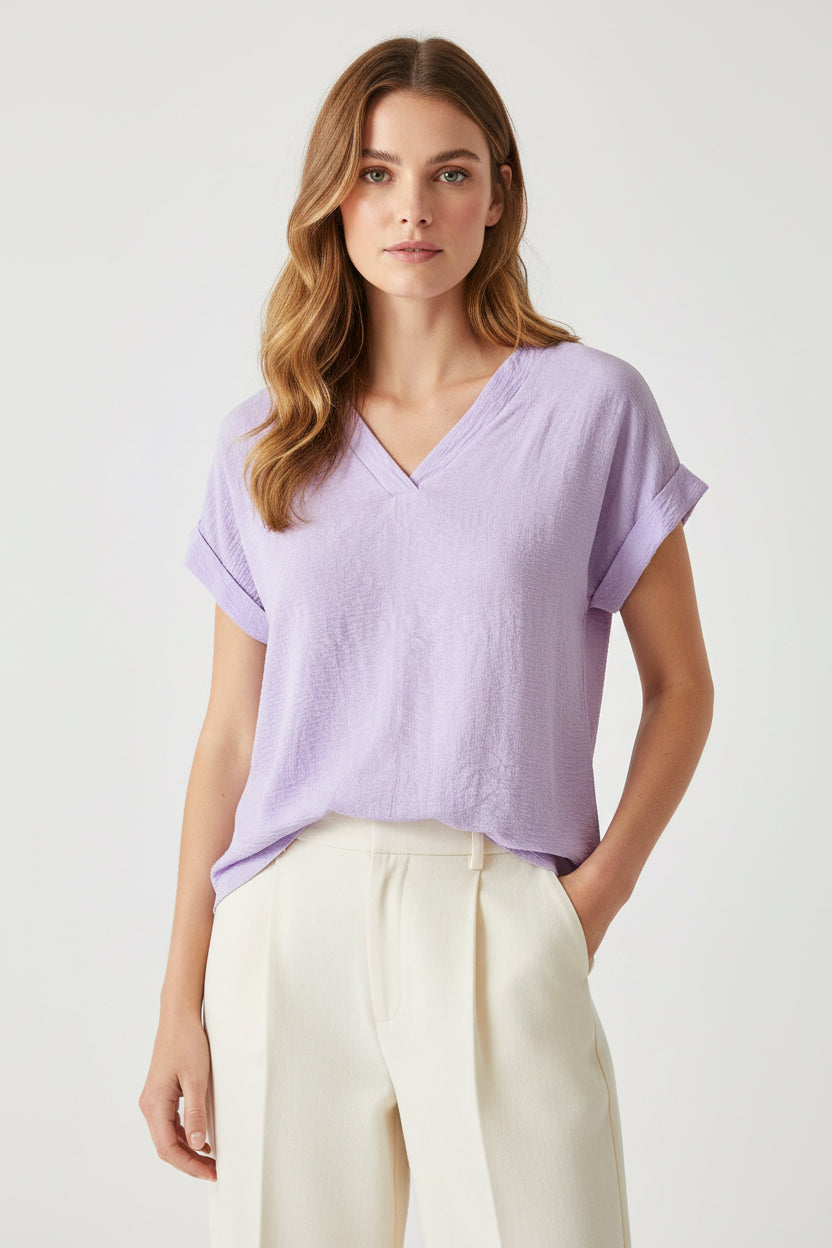 V-Neck Blouse in Lavender