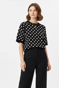 Black & White Polka Dot Sweater Top