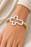 Two-Tone Cross Bead Bracelet