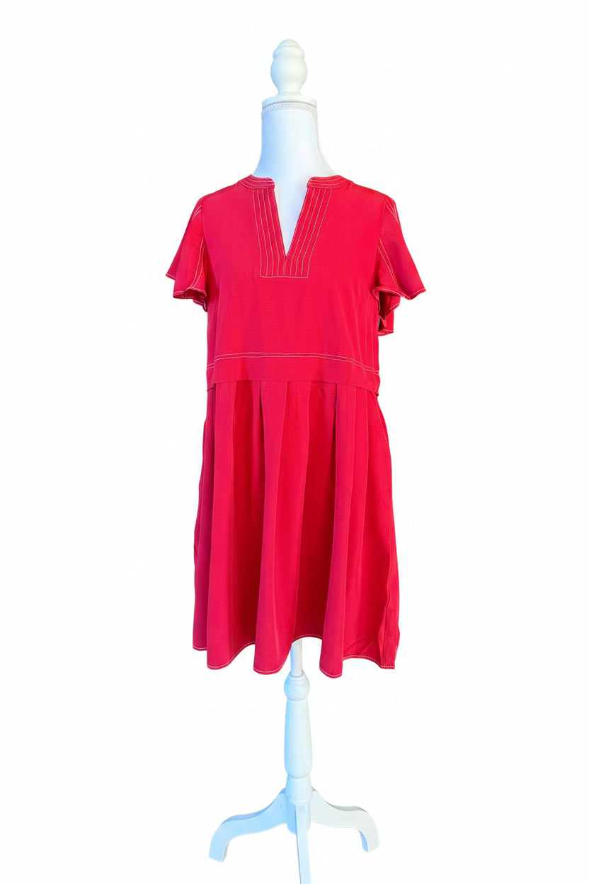 Chili Red Flutter Sleeve Mini Dress