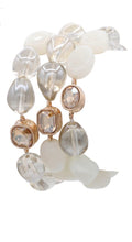 Multi-Layer Acrylic Stone & Jewel Accent Bracelet – Ivory