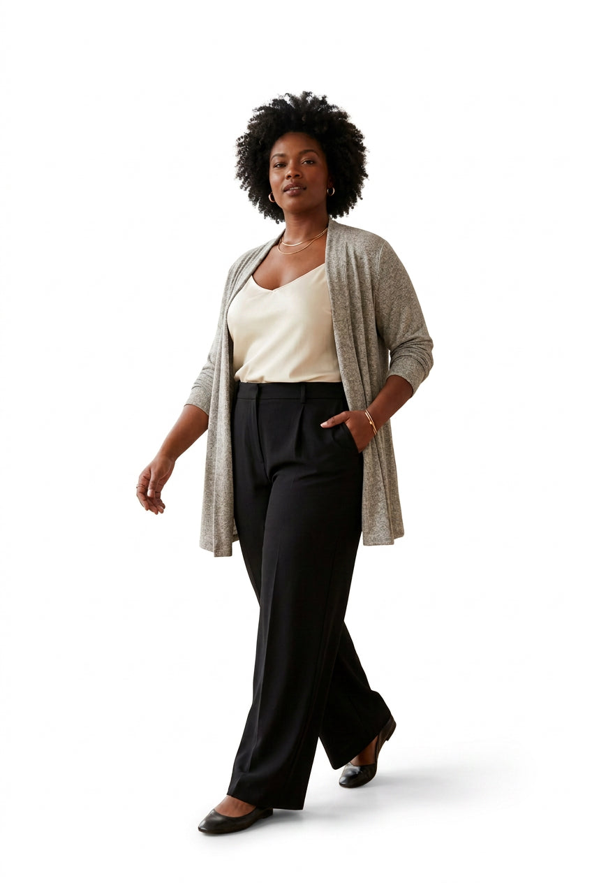 Heather Gray Open-Front Knit Cardigan