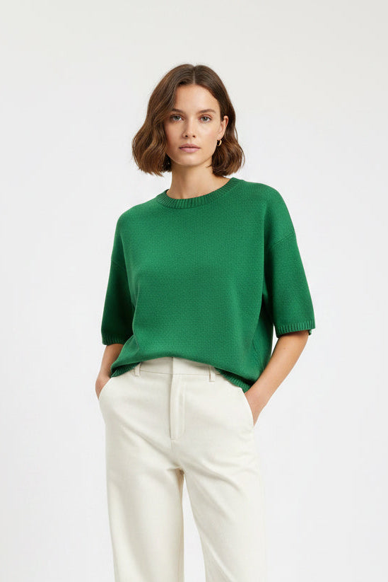 Kelly Green Short Sleeve Sweater Top