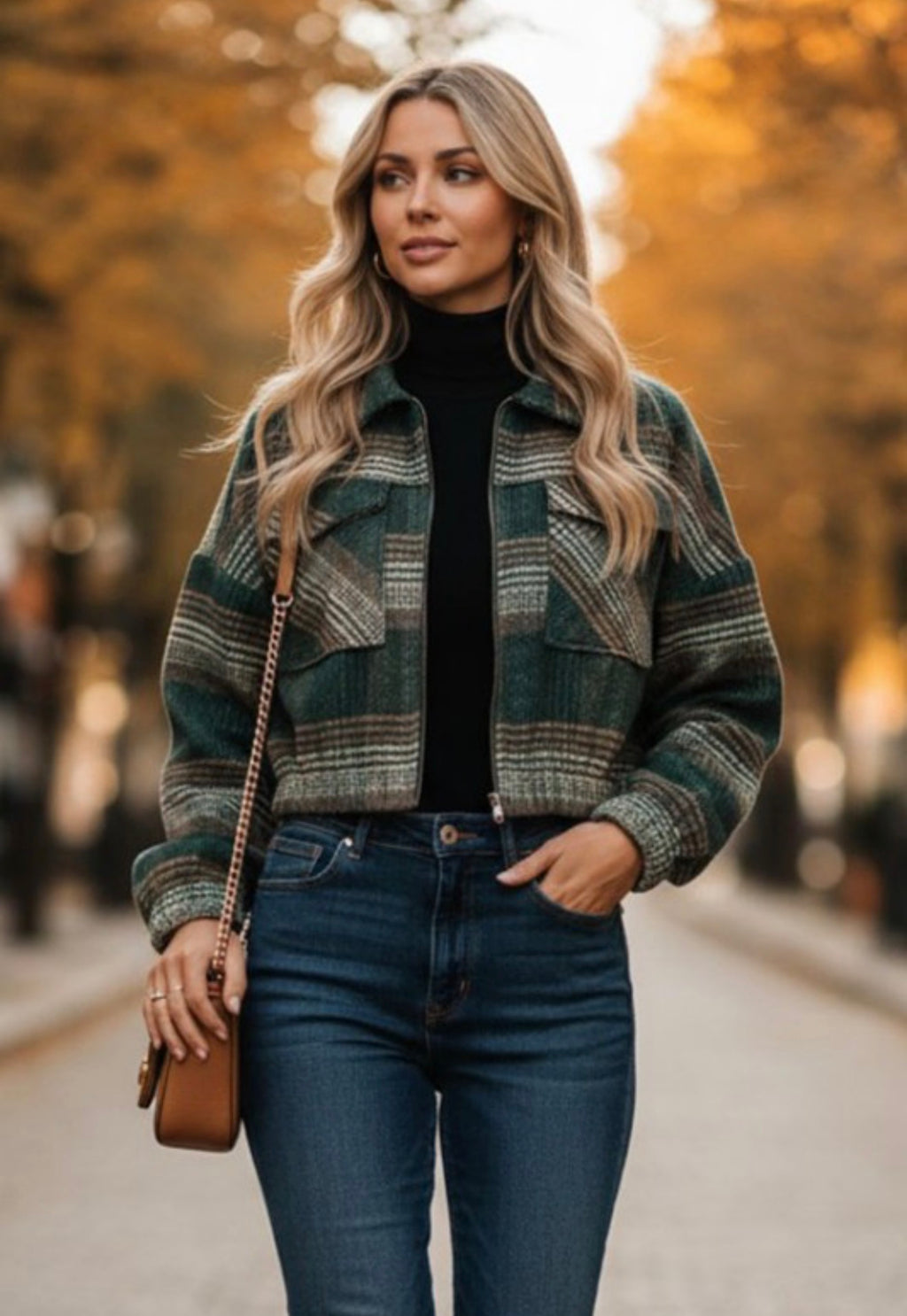Hunter Plaid Cropped Jacket