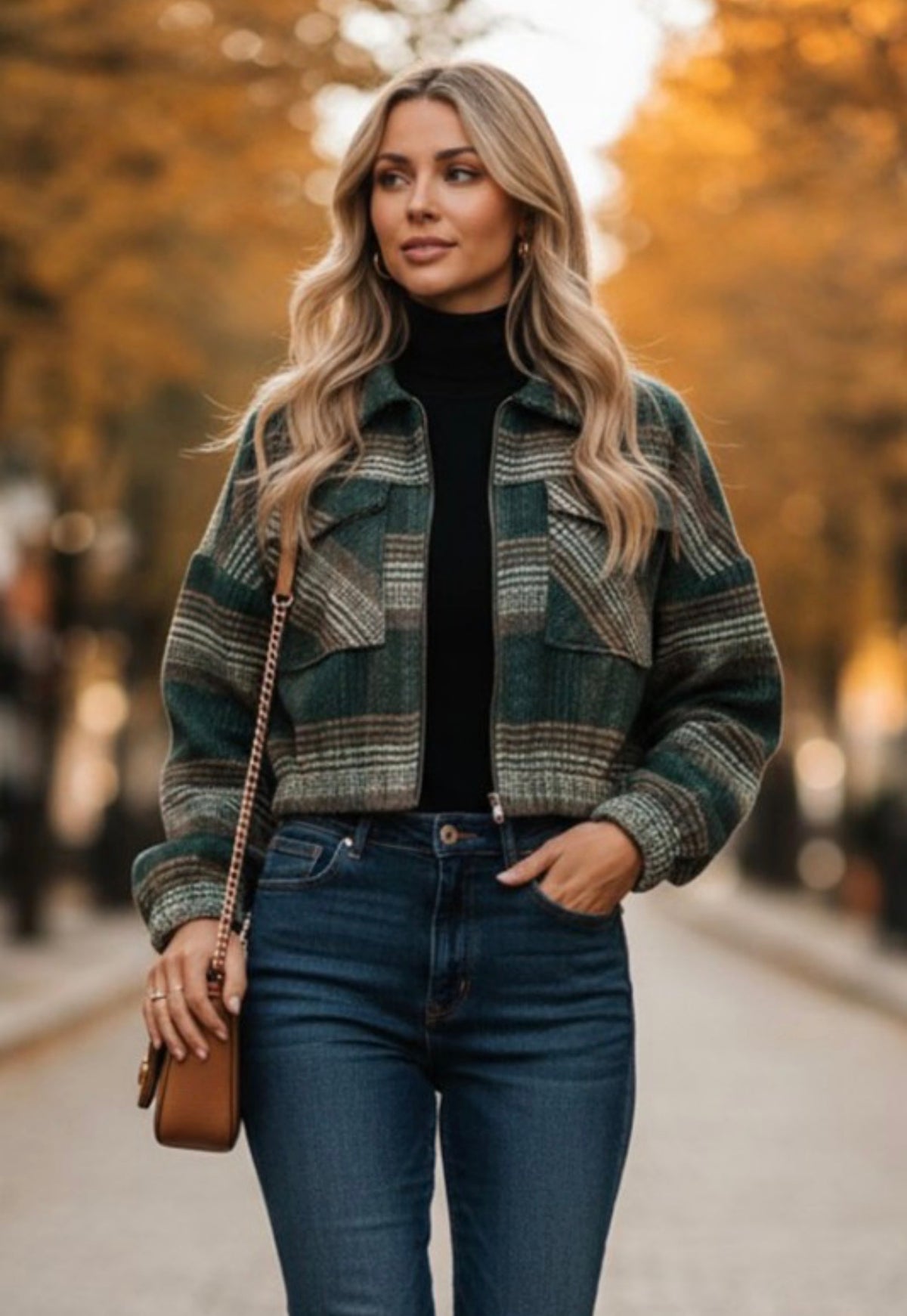 Hunter Plaid Cropped Jacket
