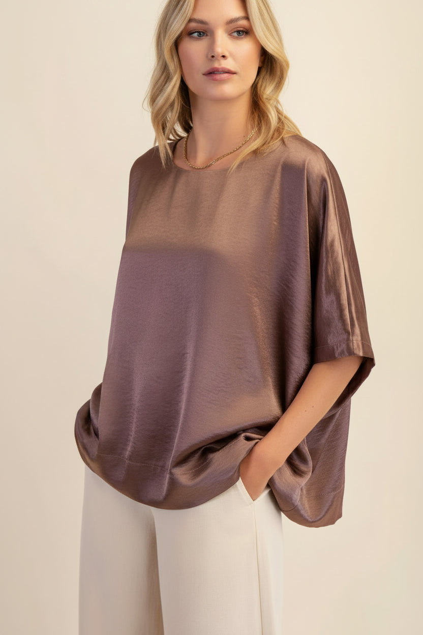 Round Neck Top in Mocha