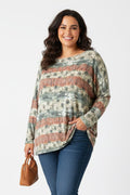 Printed Design Dolman Sleeve Top