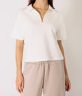 Butter Short Sleeve Quarter Zip Top – Ivory